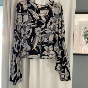 Billabong floral top with bell sleeves